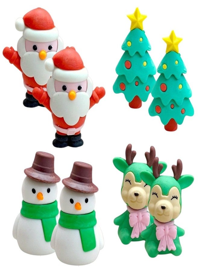 AMYCAUR Christmas Stylish 3D Santa Eraser, Non-Toxic Smudge-Free Mini Rubbers Cute Santa Erasers Christmas Gift for Kids Birthday Return Gift for Kids, Santa Gift Set Stationery Gift for Kids (6Pcs) - Image 1